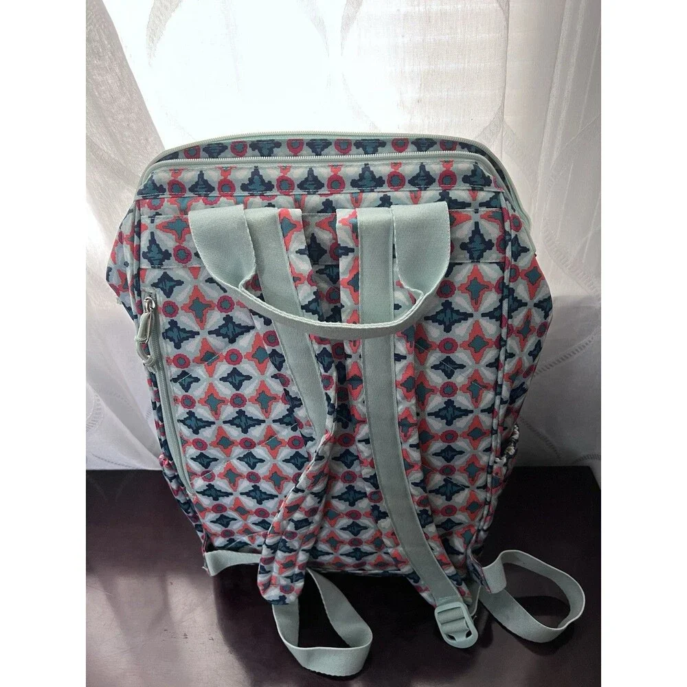 Vera Bradley Lighten Up Frame Backpack Water Geo Pattern Colorful Retired